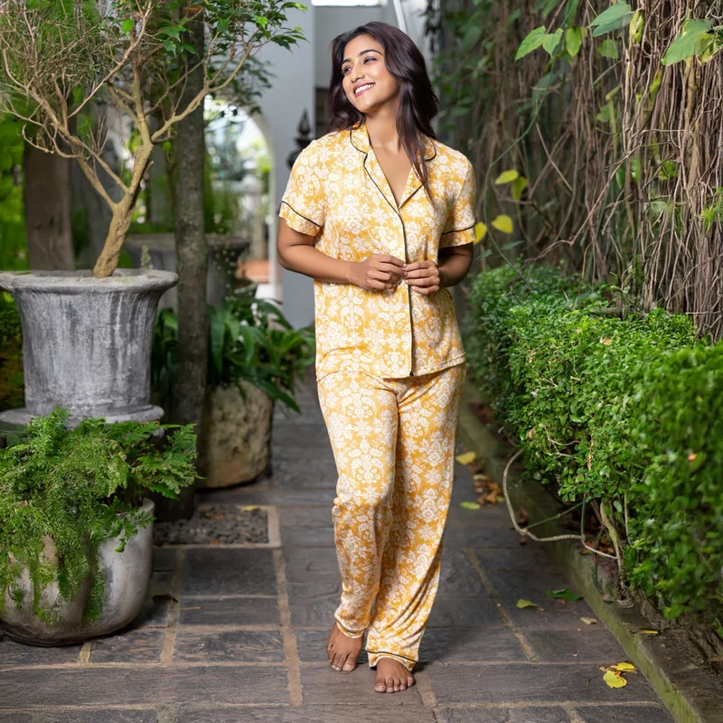 Aadaraya Aadaraya Pyjama Set Shirt and Pants Rayon