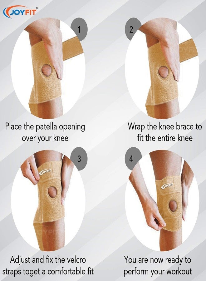 JoyFit Knee Cap for Men & Women | Pain Relief & Arthritis Support | Adjustable Neoprene Knee Brace with Anti-Slip Design for Gym, Sports, Running & Injury Recovery, Beige (1 Pc) - Image 5