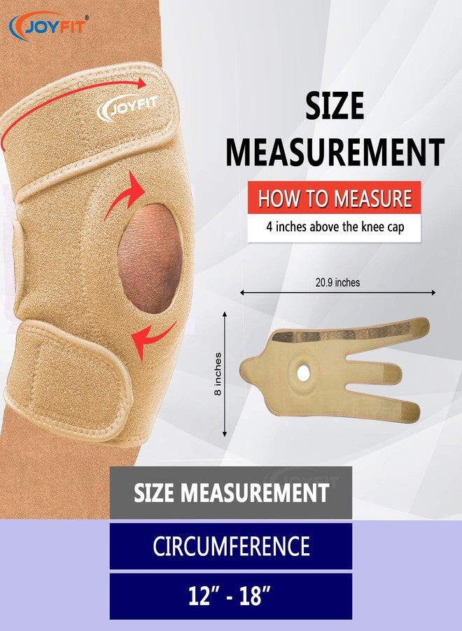 JoyFit Knee Cap for Men & Women | Pain Relief & Arthritis Support | Adjustable Neoprene Knee Brace with Anti-Slip Design for Gym, Sports, Running & Injury Recovery, Beige (1 Pc) - Image 3