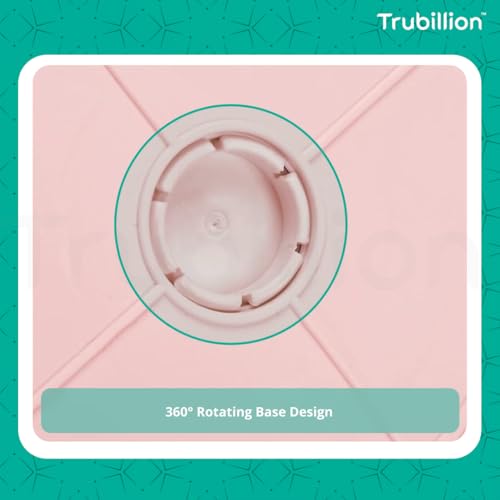 TRUBILLION Revolve 360 Degree Rotating Office Desk and Makeup Brush Organizer Stand – Multipurpose Organizer with 16 Compartments for Brushes, Pens, Stationary – Durable, No Installation Needed (Pink) - Image 4