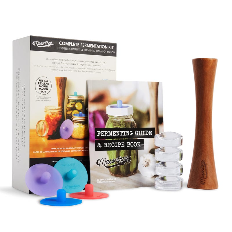 Masontops Complete Mason Jar Fermentation Kit Easy SmallRegular Mouth Jars Vegetable Fermenting Set DIY Equipment Essentials