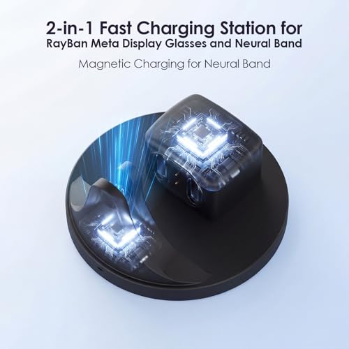 KONAFEI 2-in-1 Charging Dock Compatible with Ray Ban Meta Display Smart Glasses & Neural Band, Magnetic Fast Charger for RayBan Meta Display Glasses Accessories - Image 2