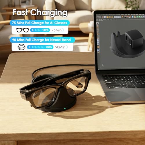 KONAFEI 2-in-1 Charging Dock Compatible with Ray Ban Meta Display Smart Glasses & Neural Band, Magnetic Fast Charger for RayBan Meta Display Glasses Accessories - Image 5