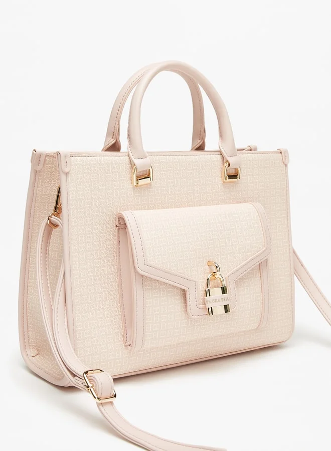 Flora Bella By Shoexpress Women Monogram Print Tote Bag With Top Handles And Zip Closure