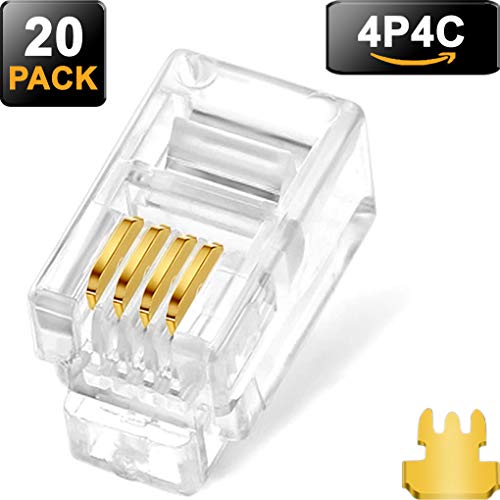 NECABLES 20Pack Telephone Modular Plug RJ9/RJ10/RJ22 4P4C Connector for Phone Handset Cord (Compatible with Both Solid and Stranded Wire) - Image 2