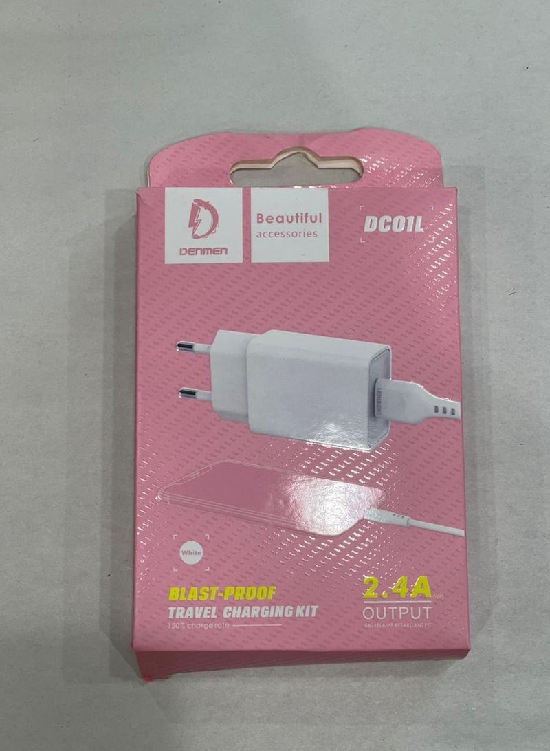 Denmen Mobile Charging Kit Denmen For Iphone 2.4A Max Output ddc01l white - Image 1