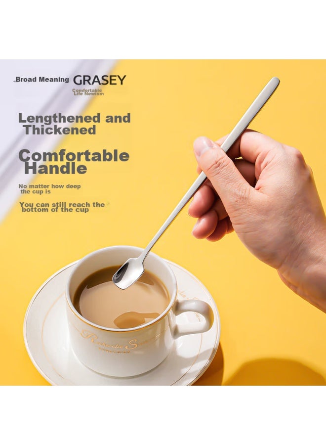 GRASEY Guangyi 304 Stainless Steel Coffee Spoon, Long Handle Ice Spoon, Small Soup Spoon, Honey Spoon, Seasoning Spoon, Dessert Mixing Spoon, 2-piece Set, Gy7726 - Image 5