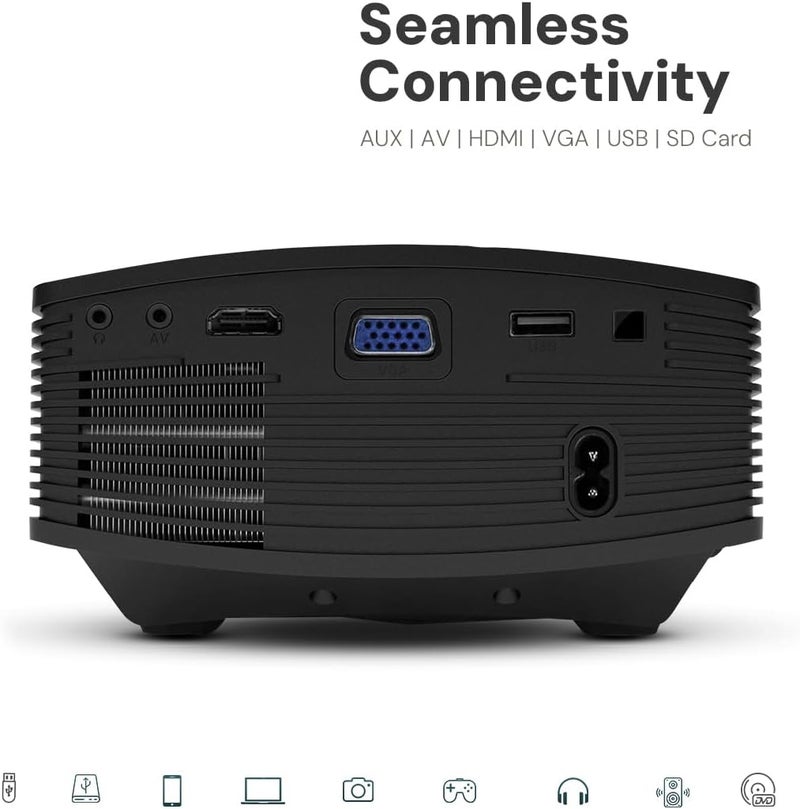 Wownect Mini Projector |2000 Lumens Full HD 1080P Supported Portable Projector Compatible with Smartphone, Laptop, TV Stick Connection, Video Projectors for Kids Home Theater - Image 5