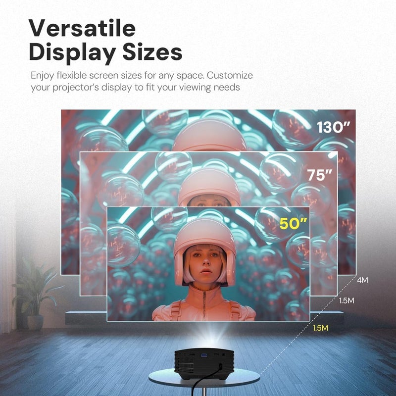 Wownect Mini Projector |2000 Lumens Full HD 1080P Supported Portable Projector Compatible with Smartphone, Laptop, TV Stick Connection, Video Projectors for Kids Home Theater - Image 4