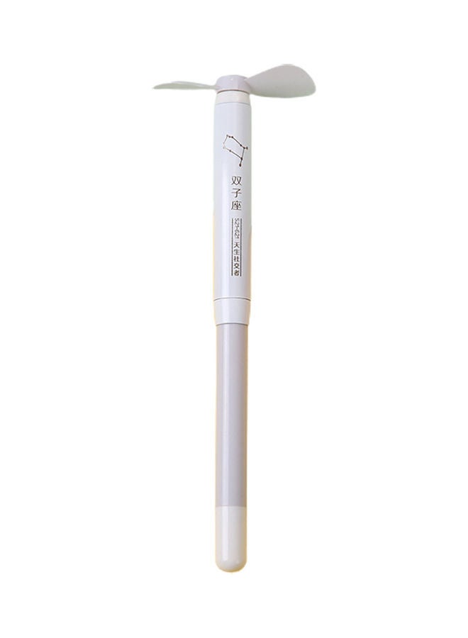 إسكدنيا قلم حبر جاف برأس كروي مقاس 0.5 مم مع مروحة صغيرة محمولة باليد أبيض