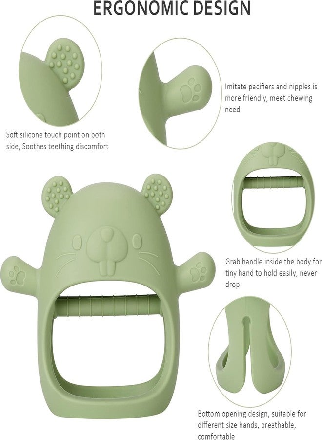 Mom's Aura Baby Teething Toys - Never Drop Hand Wrist Teether, Food-Grade Silicone Mitten Teether for Soothing Teething Pain Relief, Easy to Grip Pack of 1 (Groundhog) (Light Pink) - Image 2
