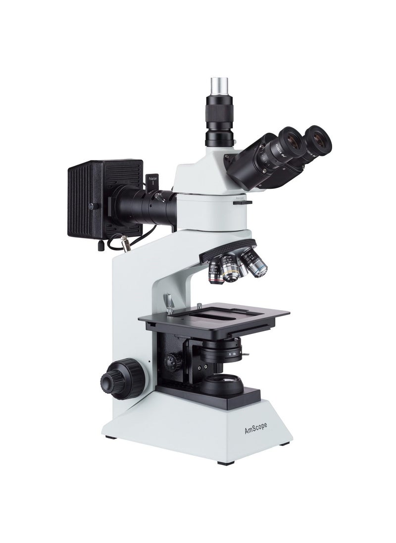 AmScope AmScope ME508 Series Compact Trinocular Metallurgical Upright Compound Microscope 40X800X Magnification DualIllumination Polarized Light with 18MP USB 30 CMount Camera  - Image 2