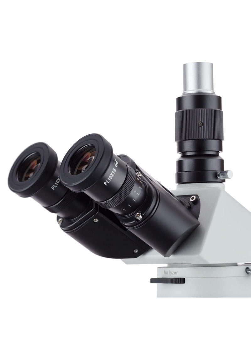 AmScope AmScope ME508 Series Compact Trinocular Metallurgical Upright Compound Microscope 40X800X Magnification DualIllumination Polarized Light with 18MP USB 30 CMount Camera  - Image 3
