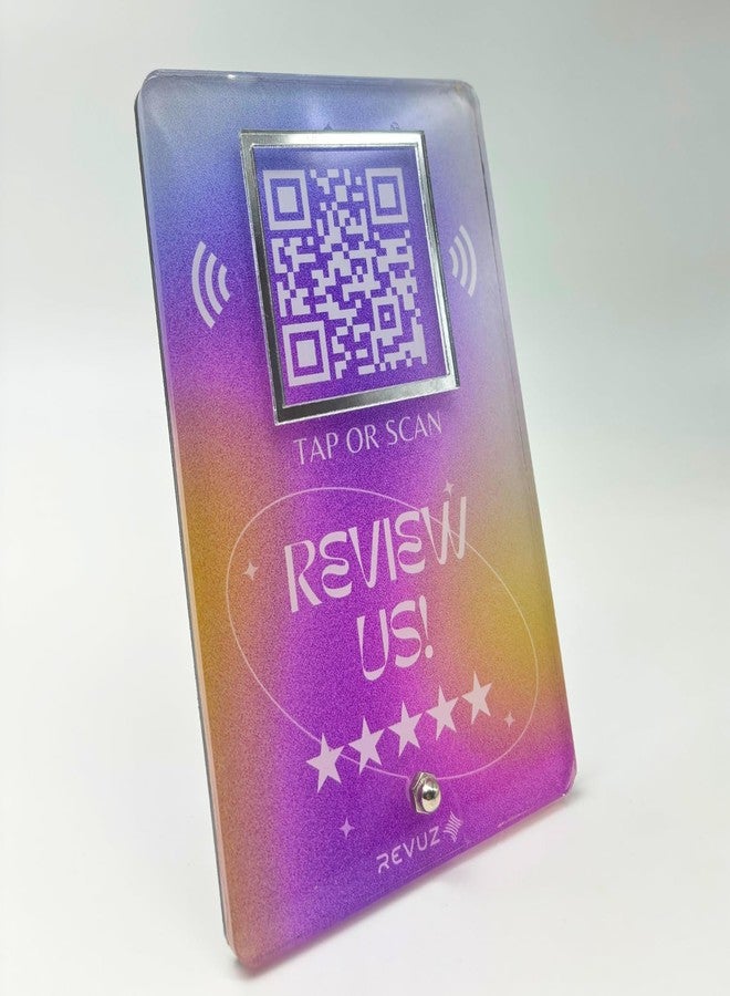 حامل مراجعة REVUZ Luxe عبر الإنترنت | حامل أكريليك فاخر لسهولة المراجعة عبر الإنترنت | خاصية النقر بتقنية NFC / مسح رمز الاستجابة السريعة (M10) - Image 3
