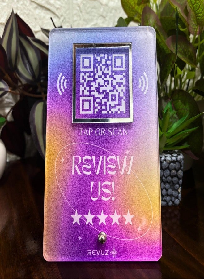 حامل مراجعة REVUZ Luxe عبر الإنترنت | حامل أكريليك فاخر لسهولة المراجعة عبر الإنترنت | خاصية النقر بتقنية NFC / مسح رمز الاستجابة السريعة (M10) - Image 2