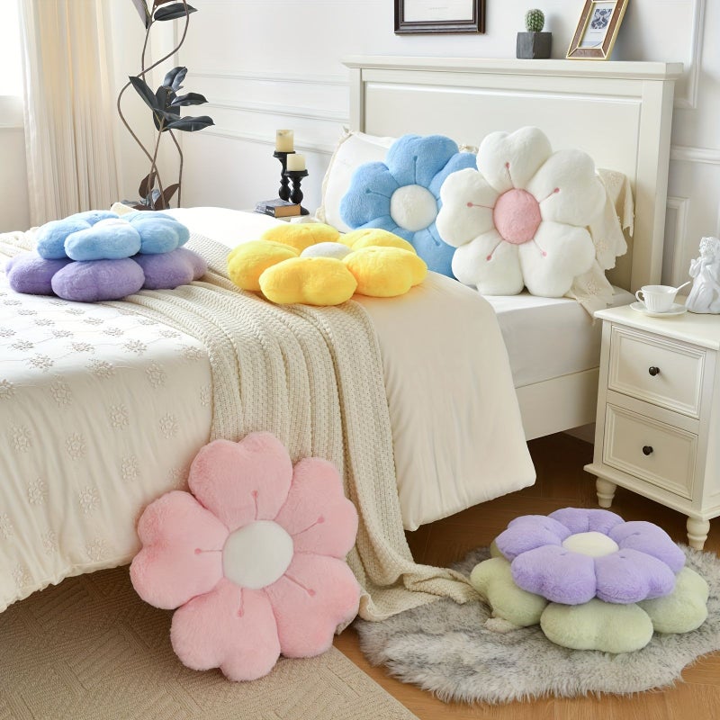 Blue Soft Daisy Plush Throw Pillow 11 81 Inches Fluffy Petals For Bed Sofa Decor - Image 5