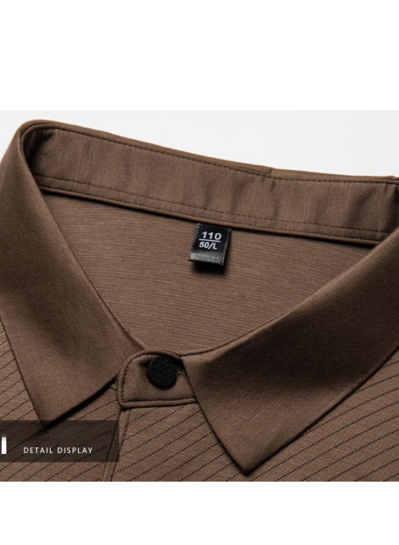 New Fashionable Casual Polo Shirt Made Of Mulberry Silk And Ice Silk Thin Design With A Lapel And Short Sleeved T-Shirt  - Image 4