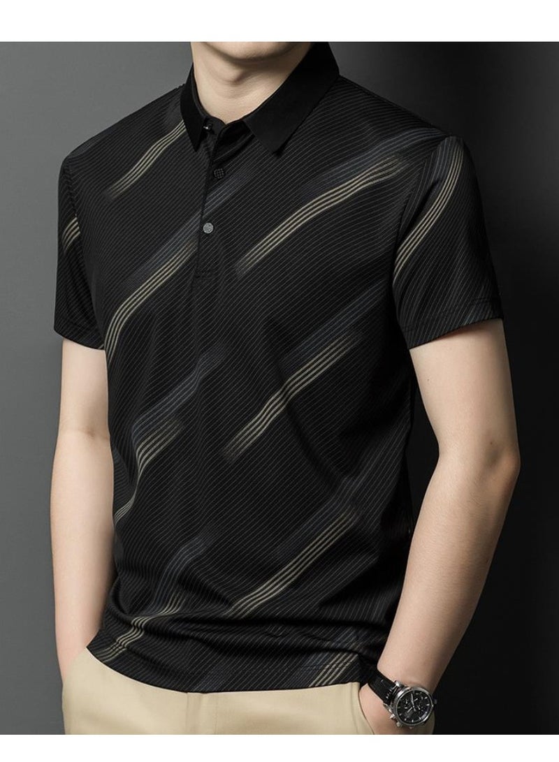 New Fashionable Casual Polo Shirt Made Of Mulberry Silk And Ice Silk Thin Design With A Lapel And Short Sleeved T-Shirt  - Image 2