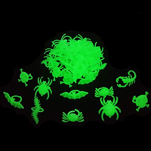 kockuu 56pcs Spider Rings Glow in The Dark Plastic Bugs Insects Ring Toys for Kids Toddlers Halloween Party Favors Trick or Treat Rings April Fools Day Prank Gifts - Image 1