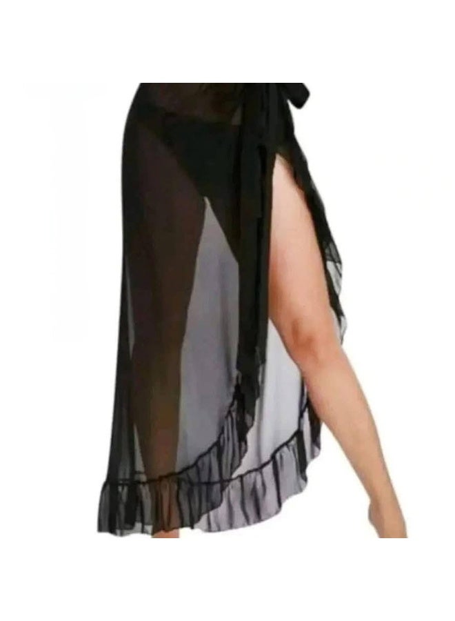 كاش مايوة من الشيفون/دانتيل One Size لجميع المقاسات من XS الى 2XL متعدد الالوان والاشكال (اسود كيرف) - Image 1