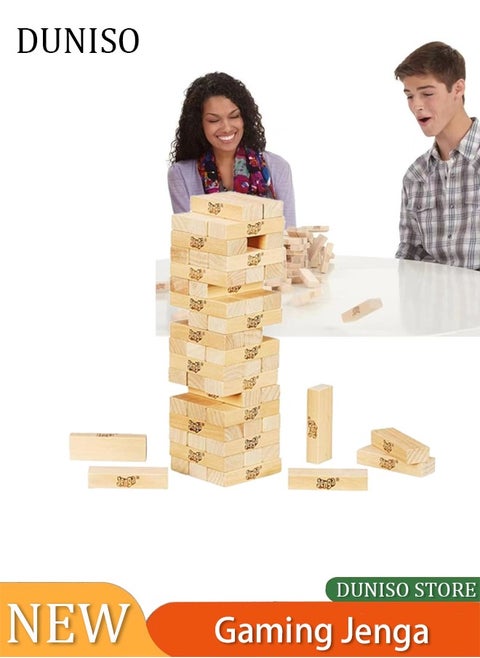 لعبة جانجا الكلاسيكية للألعاب مع كتل خشبية حقيقية، لعبة البرج المتراص للاعب واحد أو أكثر، للأطفال من سن 6 سنوات فما فوق