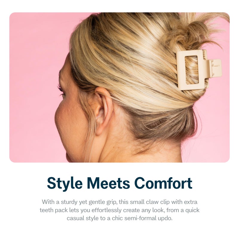 Gimme Beauty Fine Hair Extra Grip More Teeth Clip - Extra Teeth Design for Strong Hold - No-Slide Accessories for Thin, Fine Hair - Durable Square Claw Clips for Everyday Use - Black & Tan - Image 4