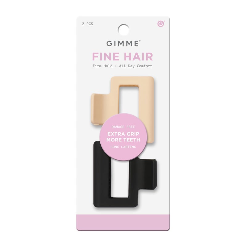Gimme Beauty Fine Hair Extra Grip More Teeth Clip - Extra Teeth Design for Strong Hold - No-Slide Accessories for Thin, Fine Hair - Durable Square Claw Clips for Everyday Use - Black & Tan - Image 1