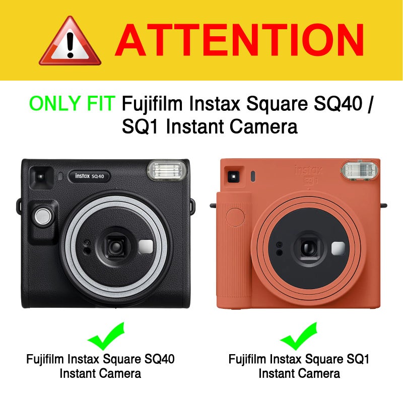 Fintie Protective Case for Fujifilm Instax Square SQ40 / SQ1 Instant Camera - Premium Vegan Leather Bag Cover with Removable Adjustable Strap, Vintage Black - Image 2