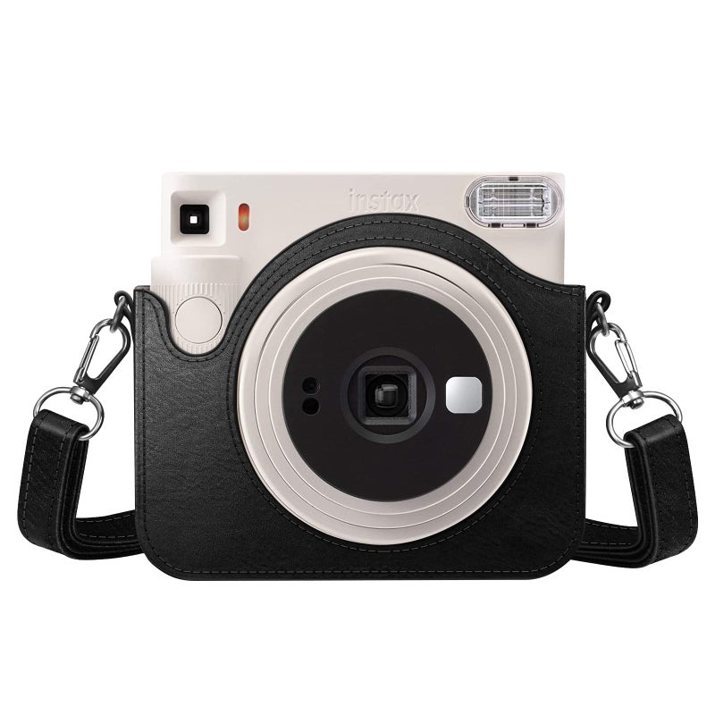 Fintie Protective Case for Fujifilm Instax Square SQ40 / SQ1 Instant Camera - Premium Vegan Leather Bag Cover with Removable Adjustable Strap, Vintage Black - Image 4