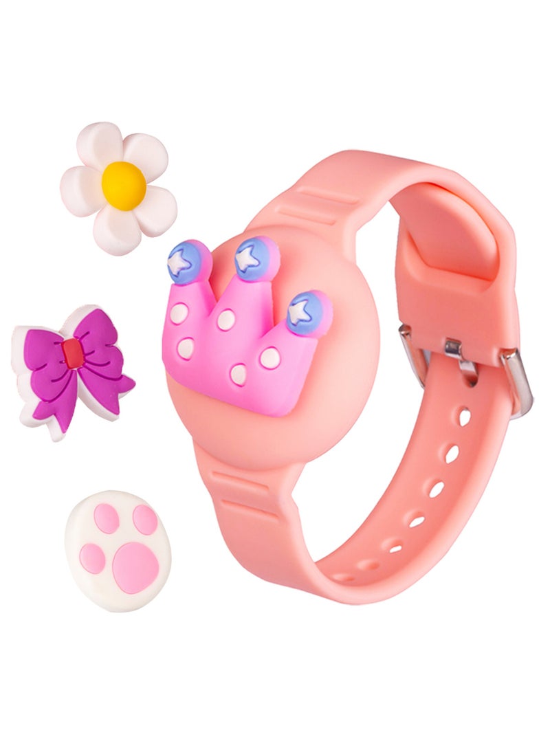 Silicone Air Tag Bracelet for Kids with 3 pcs  Cartoon charms Adjustable  Watch Band  Air Tag Holder for kids Full Cover Waterproof  Tracker case For kids girls - Image 1