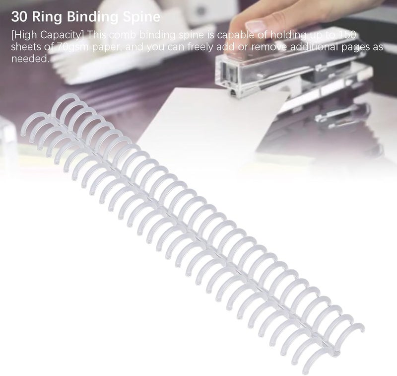 30 Ring Binding Comb Spine, 150 Sheets Customizable Length for A4, B5, A5 Paper, 30 Rings Per Strip, 19mm Diameter, Loose Leaf Notebooks, Journals, Desk Calendars (Transparent) - Image 3