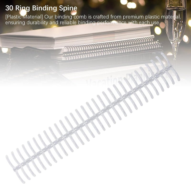30 Ring Binding Comb Spine, 150 Sheets Customizable Length for A4, B5, A5 Paper, 30 Rings Per Strip, 19mm Diameter, Loose Leaf Notebooks, Journals, Desk Calendars (Transparent) - Image 2
