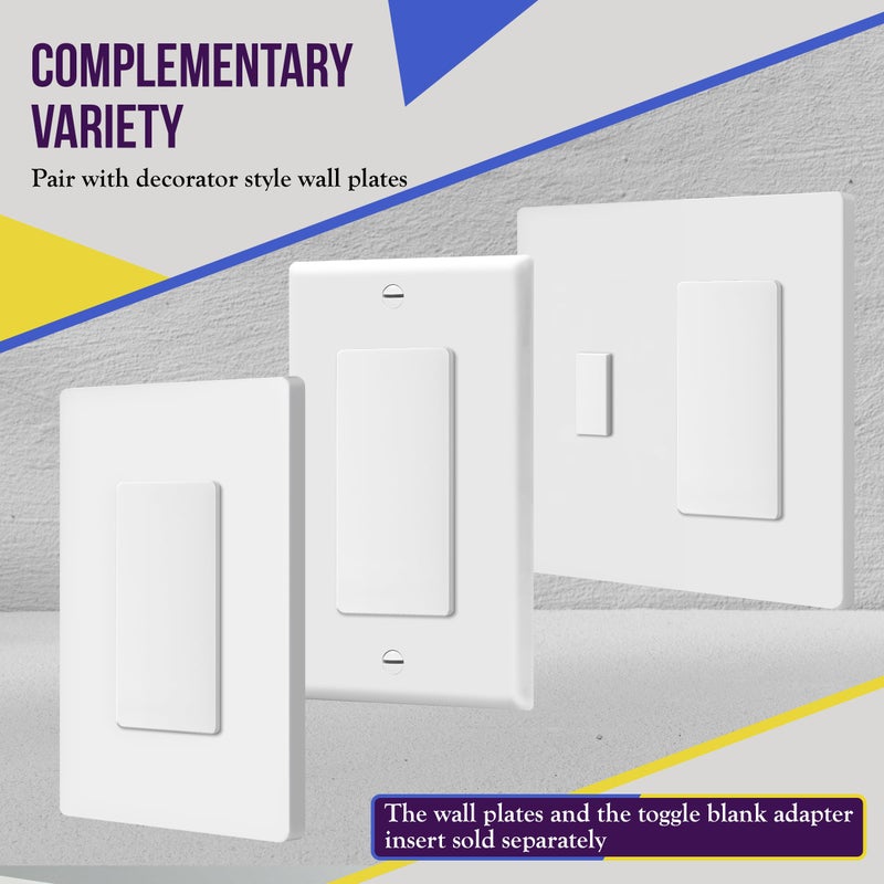 Cmple Enerlites Blank Adapter Insert For Decorator Wall Plates Unbreakable Polycarbonate Thermoplastic Ul Listed 6001-W White Standard/Regular - Image 2