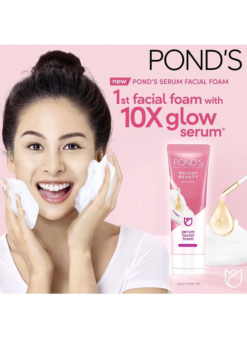Pond's - Pond's Bright Beauty Serum Facial Foam with Vitamin B3 Spotless Glow for Brighter, Glowing Skin, 100 gm - Image 1