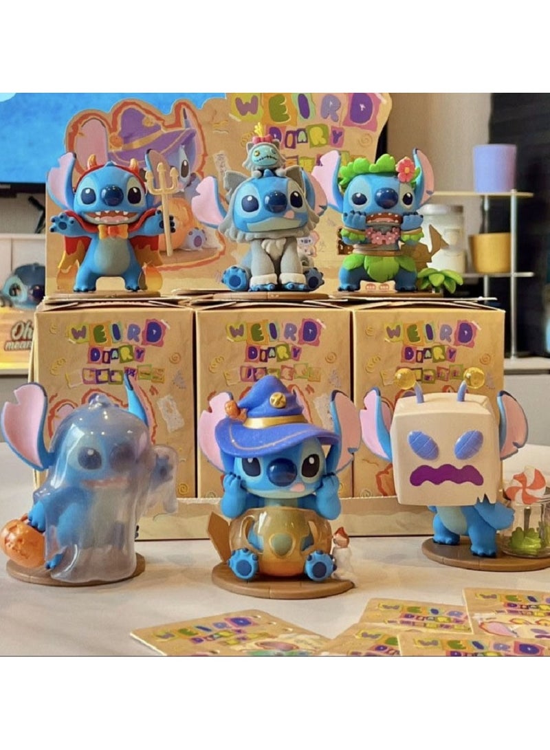 HALAMODO Mystery Box!  6-Piece Stitch's Wacky Diary Series Blind Box，Stitch PVC Figure Desk Decor，Birthday Gift For Boys And Girls, Unveil the Intergalactic Cutie Surprise - Image 1