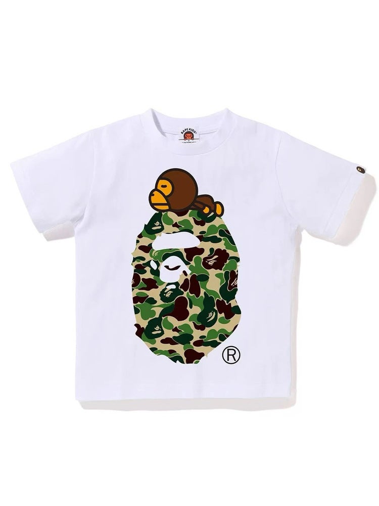 Long-Term Sales Of Summer Bape Camouflage Big Ape Children'S Summer Clothing, Cotton Short-Sleeve T-Shirts For Boys And Girls, Baby Ape - Image 5