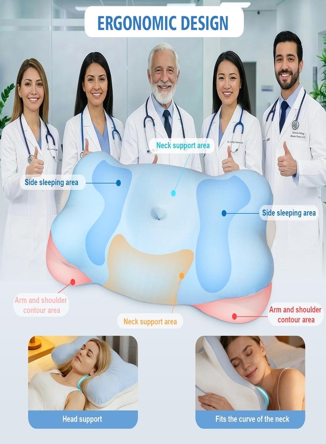 Extended Cervical Neck Pillow for Pain Relief, Ergonomic Contour Side Sleeper Pillow for Sleeping, Orthopedic Memory Pillow for Neck Support, Cooling Adjustable Pillow for Back and Stomach Sleeper - Image 4