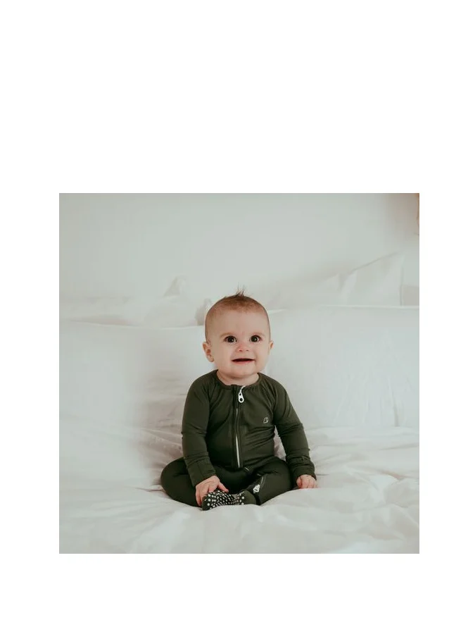 Anvi Baby Organic Zipper Romper Green 95% Bamboo 5% Spandex 0-3M