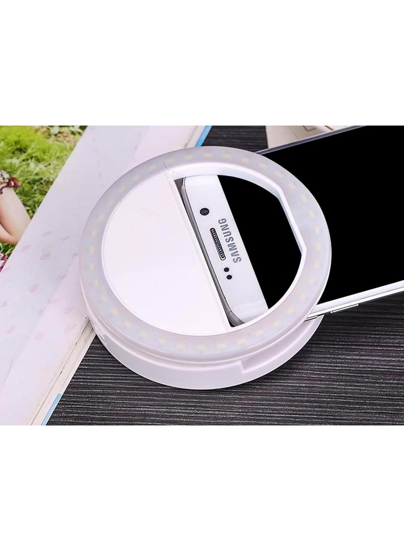 LED Ring Light for Selfies – Portable, 3 Brightness Levels, White Light, Compatible with Mobile Phones - Image 1