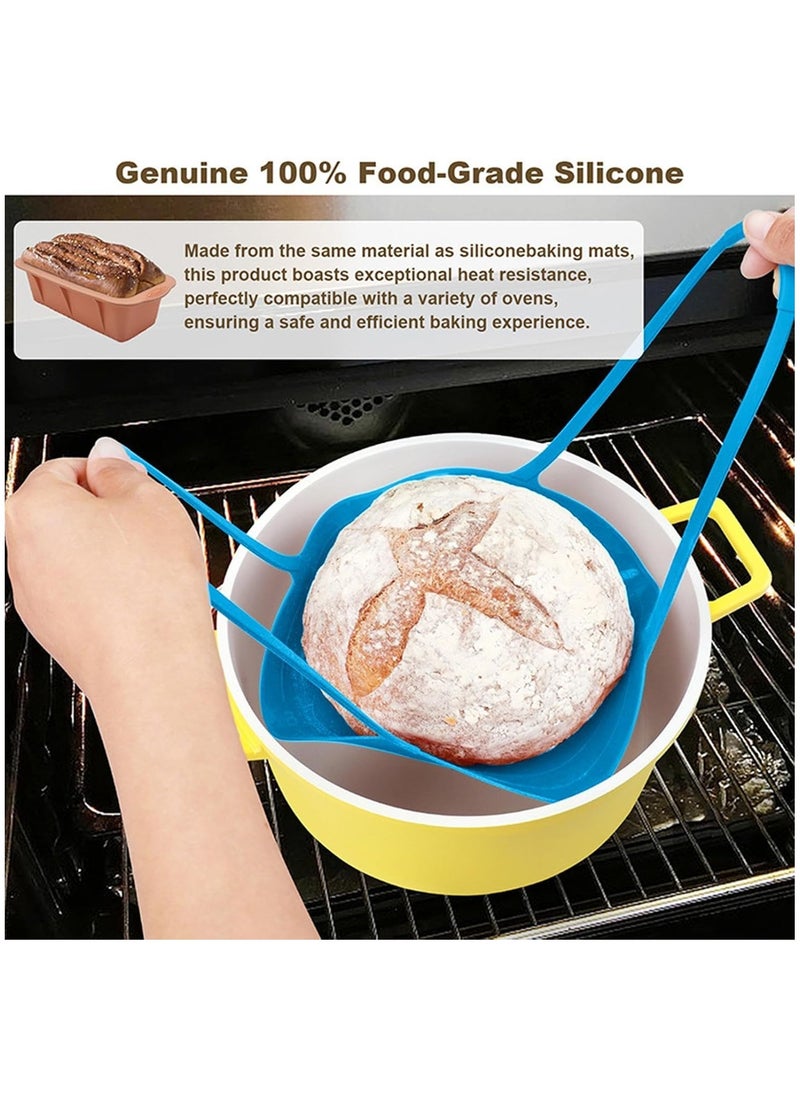 CMGTYYD 3Pcs Silicone Dough Sling - Bread Sling Dutch Oven Liner Baking Mat,Baking Supplies Non-Stick, Oven Dough Mat with Long Handles, Easy Clean（Blue+Red+Green）  - Image 3