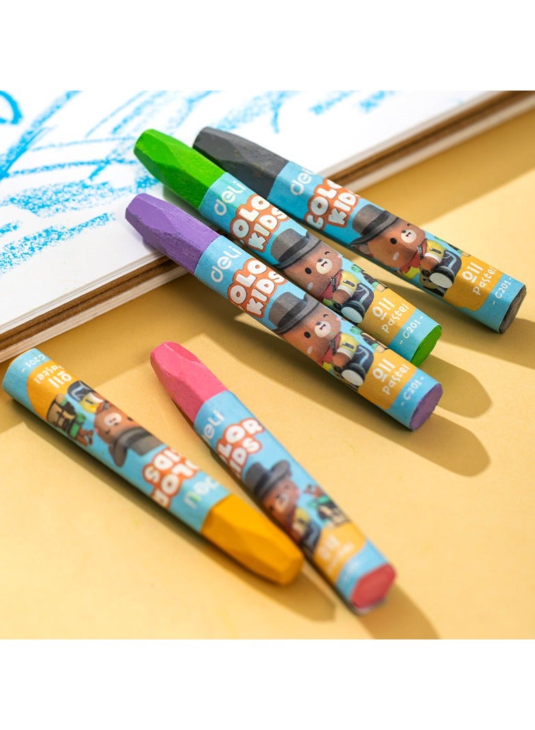 Deli Color kid EC20104 Oil Pastels – 12 Colors (Hexagon Barrel) - Image 5