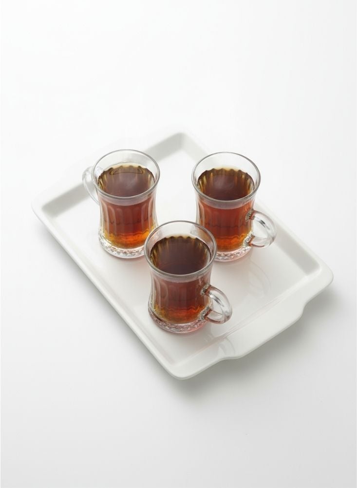 بريميم طقم أكواب شاي عتيقة محفورة – ثلاث قطع من الزجاج السميك بتصميم عثماني كلاسيكي - Image 3