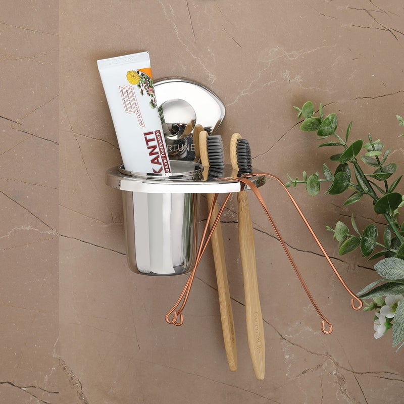 FORTUNE Stainless Steel Tooth Brush Holder/Tumbler Holder/Bathroom Acessories/Toothpaste Stand - Image 3