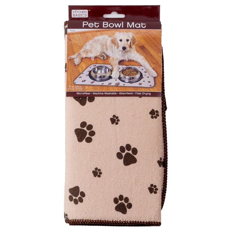 Kitchen Basics Microfiber Pet Bowl Feeding Mat, Anti-Skid and Absorbent, 10 Inch x 20 Inch - Image 1
