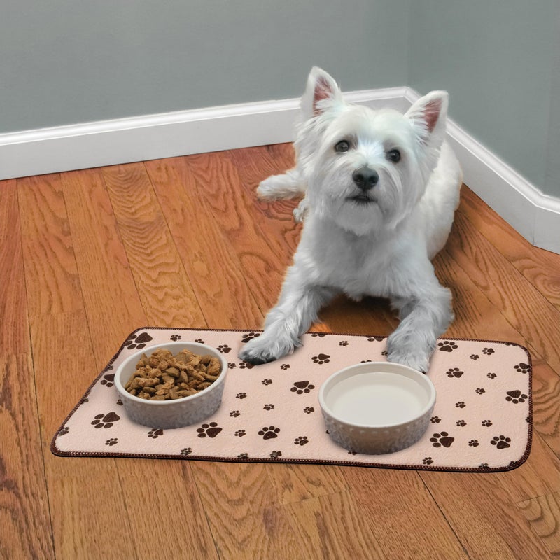 Kitchen Basics Microfiber Pet Bowl Feeding Mat, Anti-Skid and Absorbent, 10 Inch x 20 Inch - Image 5