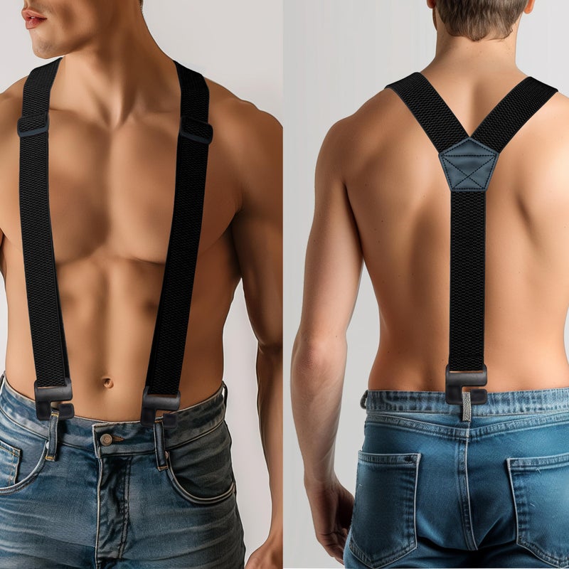 JEMYGINS Hidden Black Suspenders 1.48" Under Clothing Work Suspender for Men(1) - Image 2