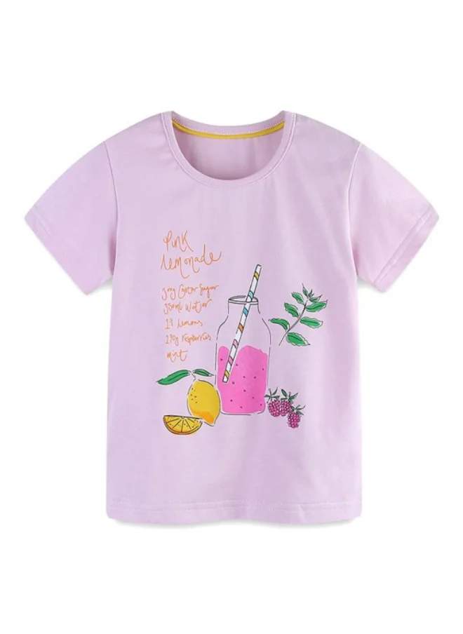 يونيكي Lavender Crew Neck Short Sleeve Printed Top