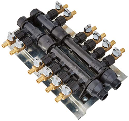 SharkBite شركبايت 12 منفذ مانيفولد تشغيل منزلي 3/4 بوصة مدخل MNPT × 1/2 بوصة صمام كروي نحاسي مضغوط - Image 2