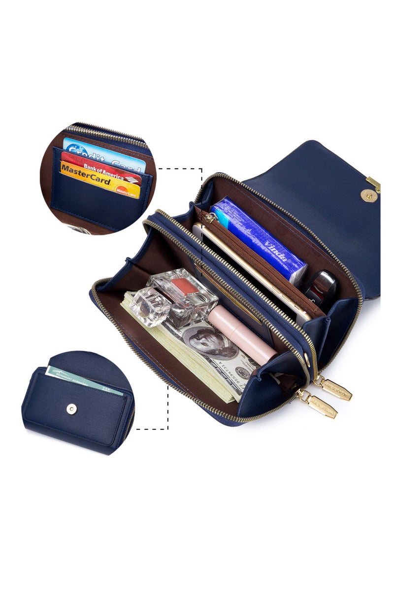 حقيبة هاتف نسائية صغيرة، حقيبة يد صغيرة، حقيبة كتف مع سحاب للإغلاق وفتحات للبطاقات، محفظة نقود ومحفظة - Image 3