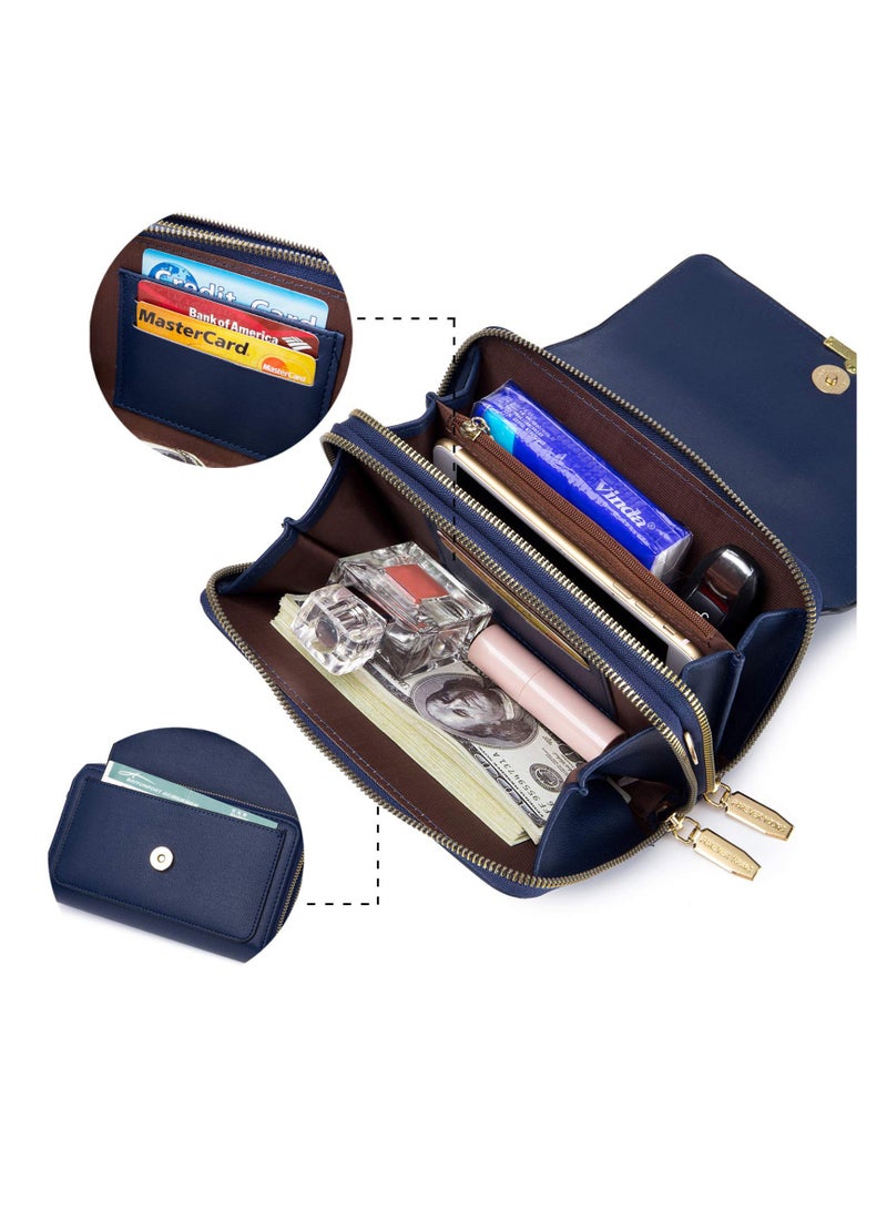 Crossbody Phone Bag for Women, Small Leather Satchel Handbags Shoulder Bags with Zipper Closure and Card Slots, Coin Purse and Wallet - Image 3